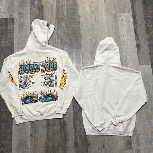 Billie Eilish 2019 Tour Hoodies White Merch Concert Band Sweatshirt Bundle Lot S - Picture 2 of 9